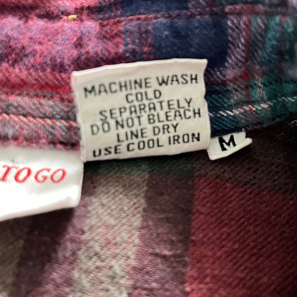 Styles To Go Floral Embroidered Patchwork Plaid Flannel Shirt Womens Medium - Picture 3 of 13